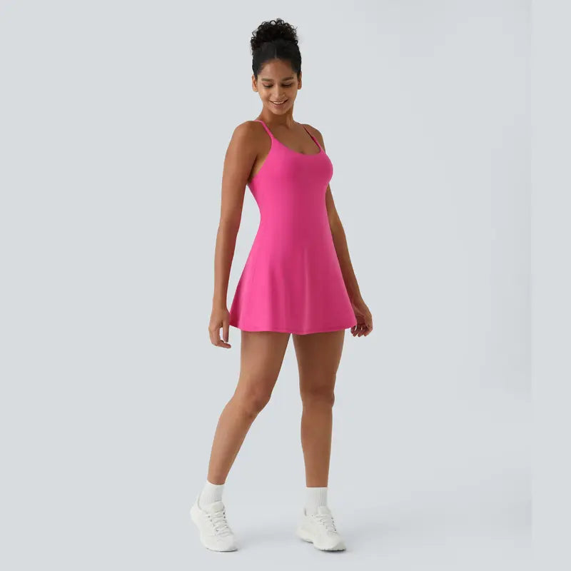 🔥Trending Now | Plush Backless Active Dress with Built-In Shorts