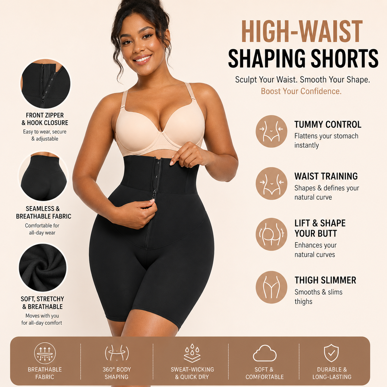 Waistband Workout Shaping Shorts