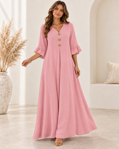 Women's V-Neck Loose Maxi Dress – Flowy, Soft & Comfortable
