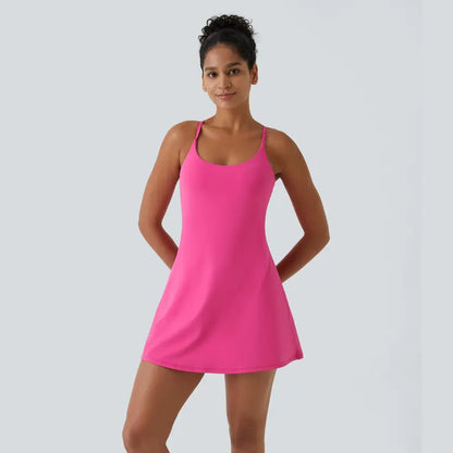 🔥Trending Now | Plush Backless Active Dress with Built-In Shorts