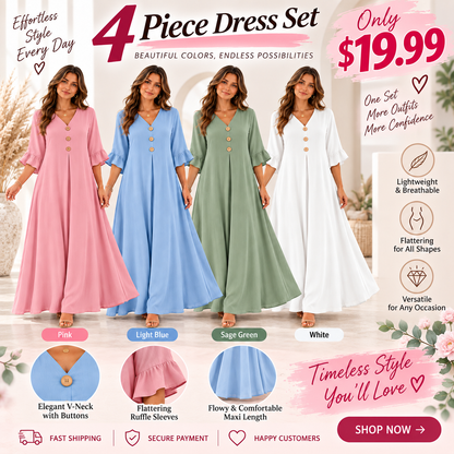 Women's V-Neck Loose Maxi Dress – Flowy, Soft & Comfortable