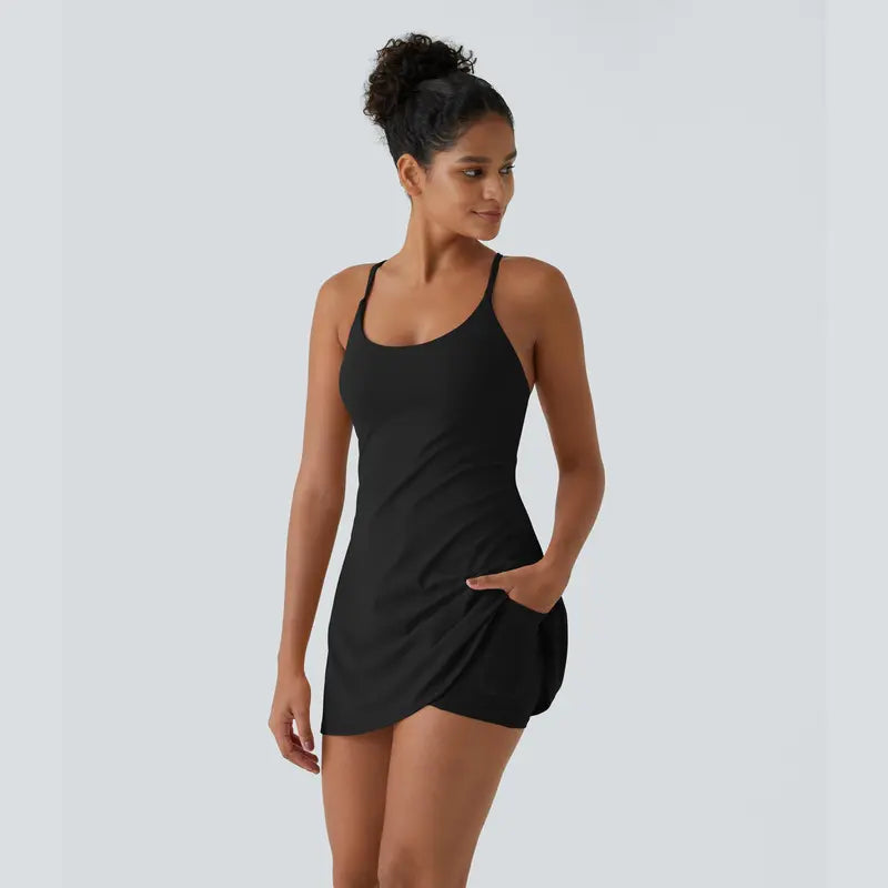 🔥Trending Now | Plush Backless Active Dress with Built-In Shorts