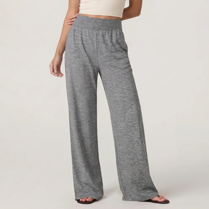 Wide Leg Lounge After-Work Pants, Women High-Waisted Casual Yoga Pants with Pockets