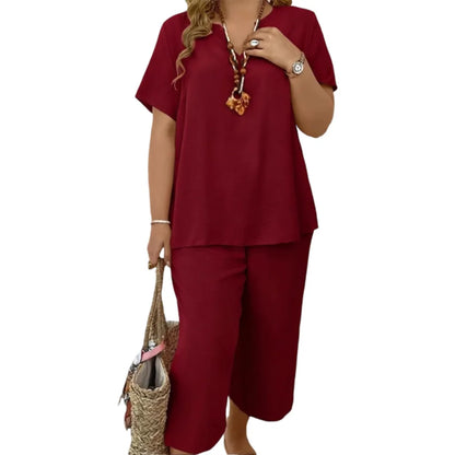 ✨ Comfy Short Sleeve Top & Wide-Leg Pants Lounge Set