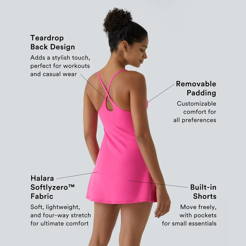🔥Trending Now | Plush Backless Active Dress with Built-In Shorts