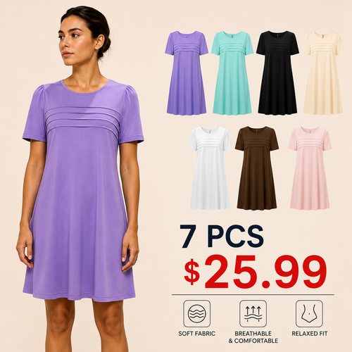 Women's Casual A-Line Midi Dress – Flowy Summer Comfort with Pockets