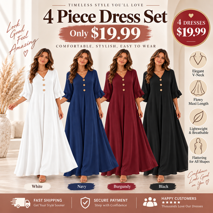 Women's V-Neck Loose Maxi Dress – Flowy, Soft & Comfortable