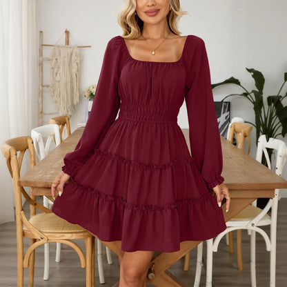 Women's Square Neck Boho Mini Dress