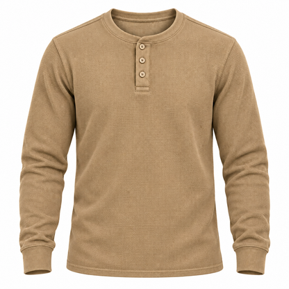 🔥 BESTSELLER | 8PCS $26.99 | Men's Waffle Knit Long-Sleeve Henley