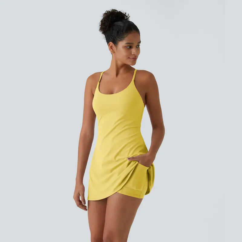 🔥Trending Now | Plush Backless Active Dress with Built-In Shorts