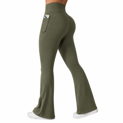 Women's High Waisted Flare Yoga Pants with Pockets – Soft Stretch Bootcut Leggings
