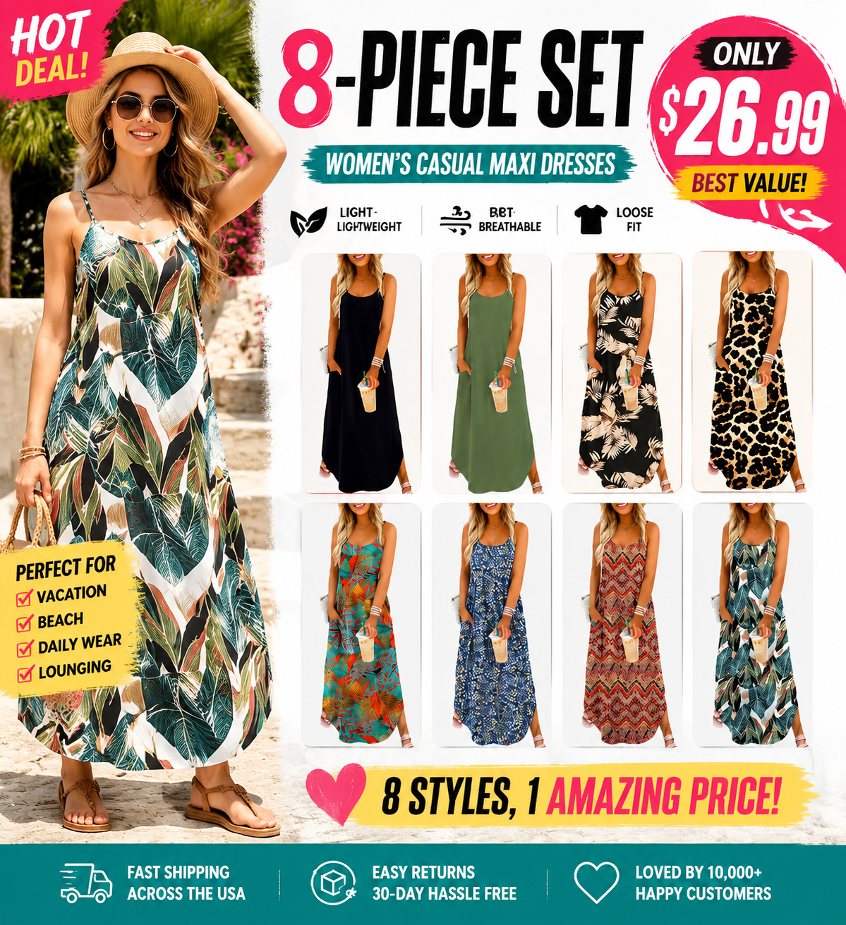 Women's Casual Flowy Maxi Dress – Soft, Lightweight & Effortless Summer Style
