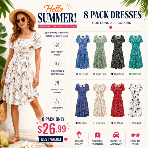 🌴 Resort-Ready Floral Sundress – Perfect for Beach & Vacation