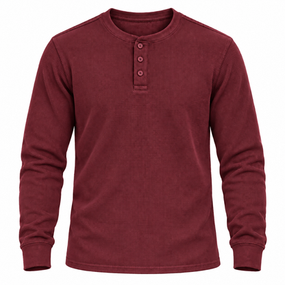 🔥 BESTSELLER | 8PCS $26.99 | Men's Waffle Knit Long-Sleeve Henley