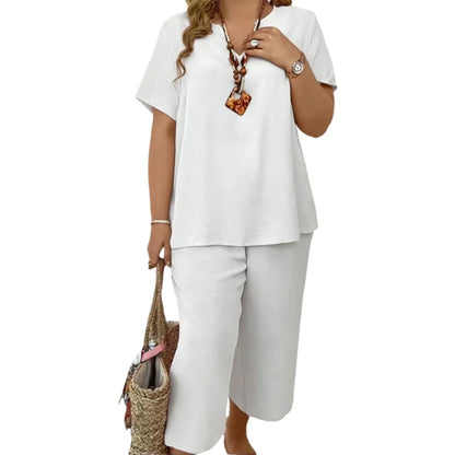 ✨ Comfy Short Sleeve Top & Wide-Leg Pants Lounge Set