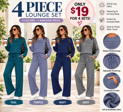 Women's Crew Neck Top & Drawstring Pants Set