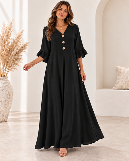 Women's V-Neck Loose Maxi Dress – Flowy, Soft & Comfortable