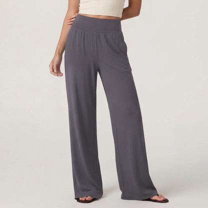 Wide Leg Lounge After-Work Pants, Women High-Waisted Casual Yoga Pants with Pockets