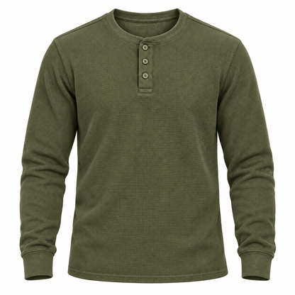 🔥 BESTSELLER | 8PCS $26.99 | Men's Waffle Knit Long-Sleeve Henley