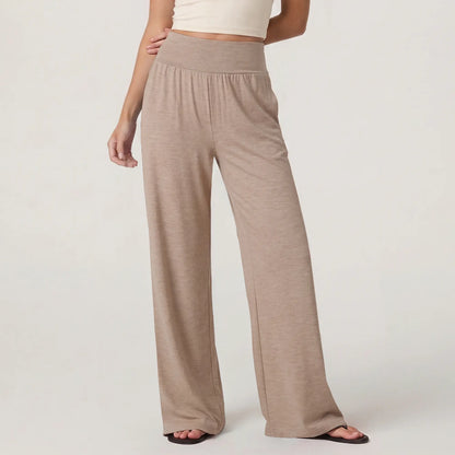 Wide Leg Lounge After-Work Pants, Women High-Waisted Casual Yoga Pants with Pockets
