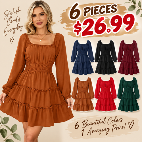 Women's Square Neck Boho Mini Dress